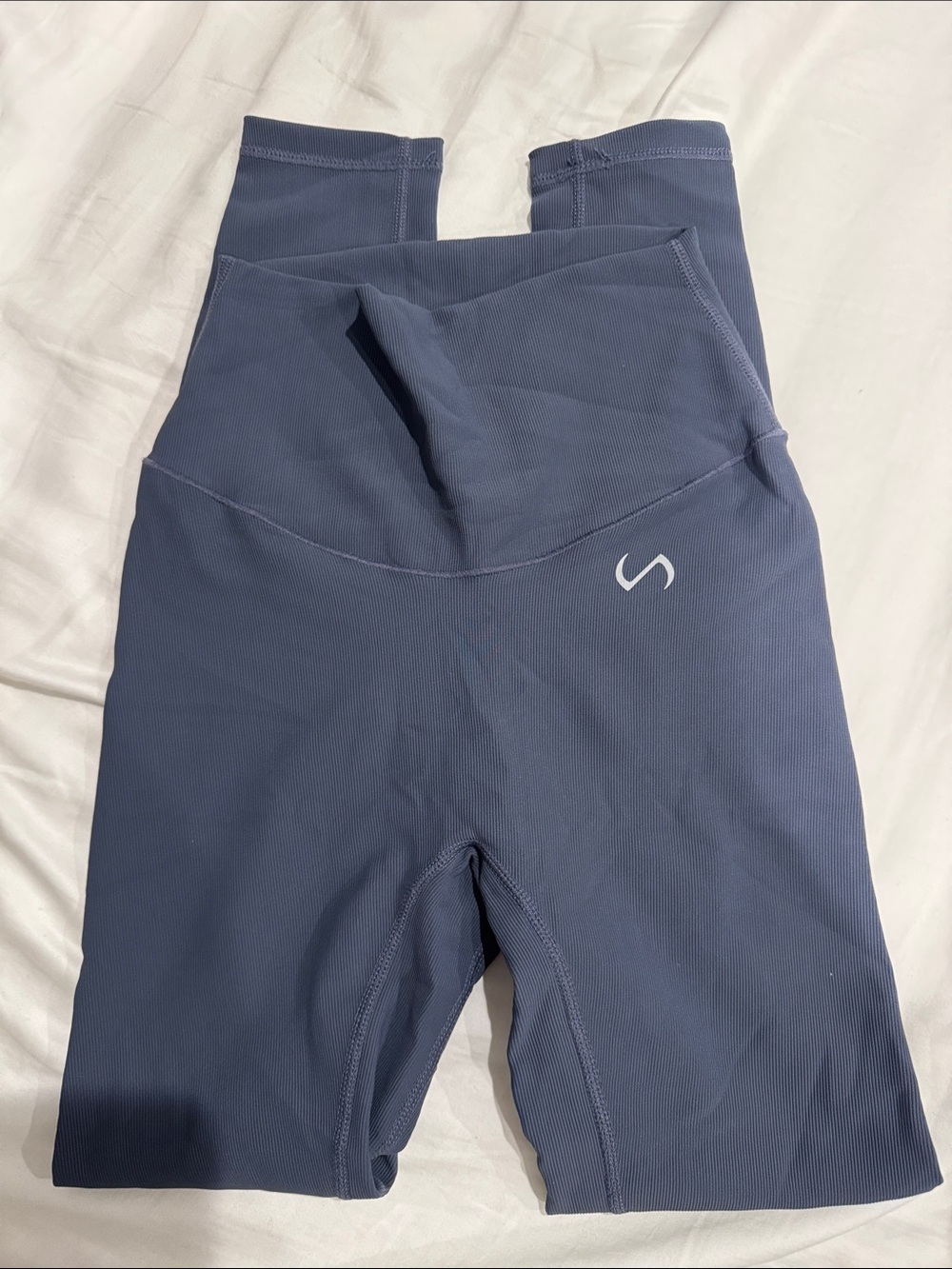 High-Waist Ribbed Bike Shorts in Slate (Women)